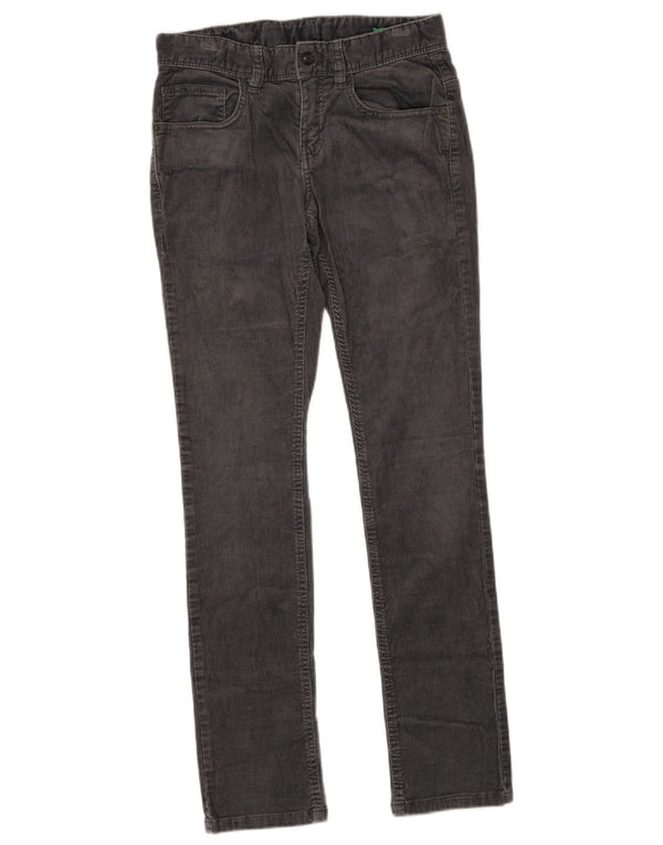 Calças slim de veludo Benetton para meninas 11-12 anos 2XL W28 L29 algodão cinza