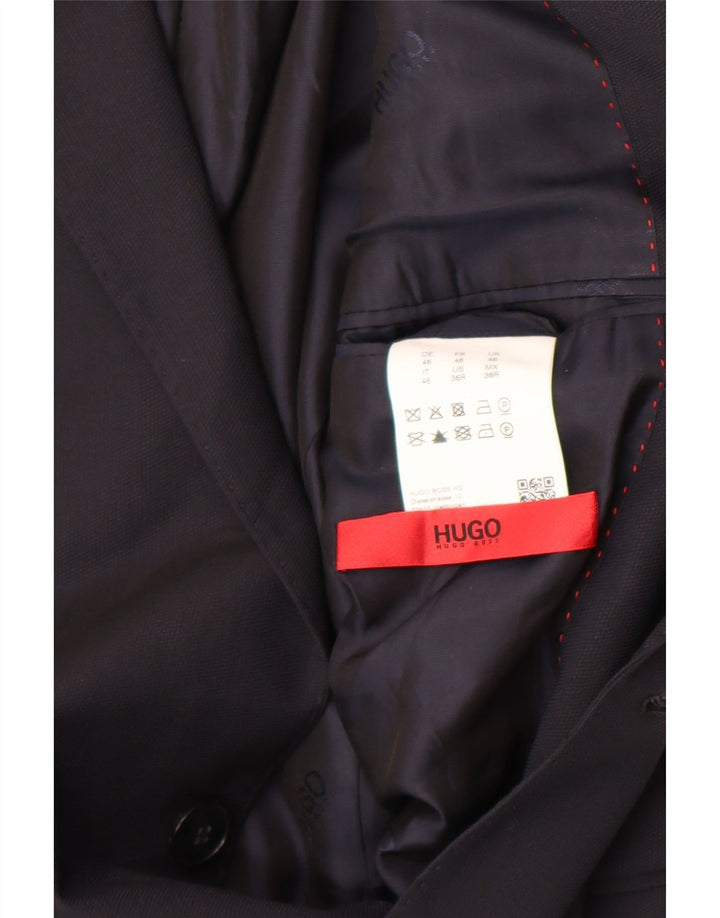 Jaqueta Blazer Masculina Hugo Boss com 2 Botões Reino Unido 46 Pequena Viscose Azul Marinho