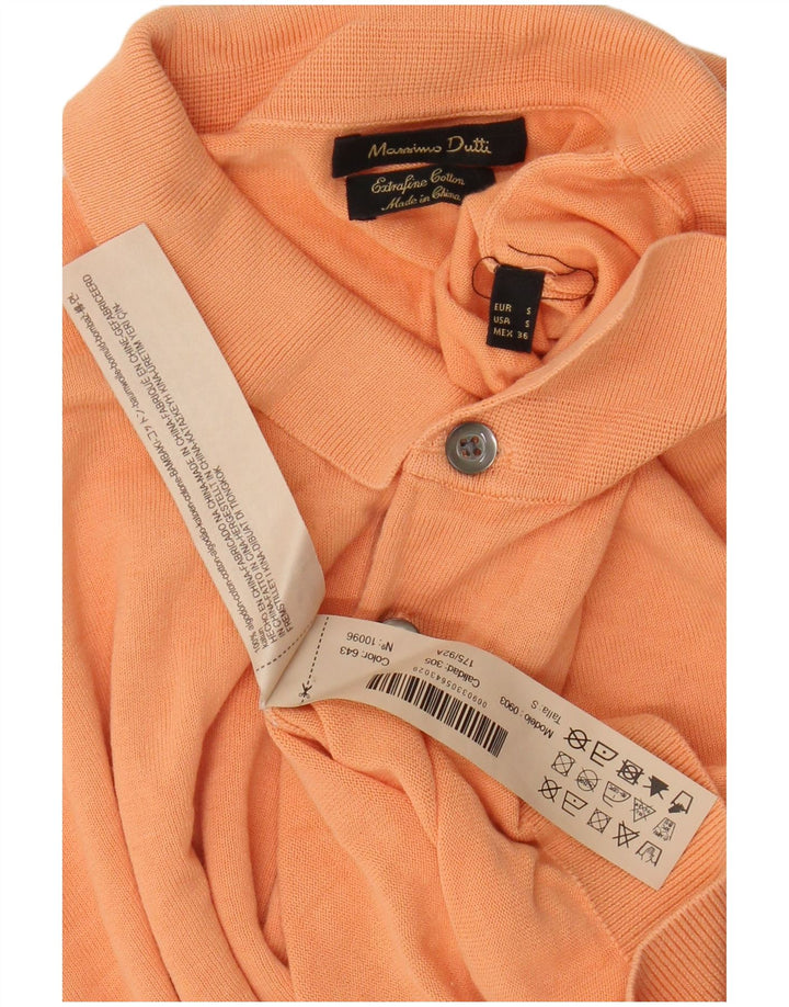 Camisa polo masculina Massimo Dutti pequena laranja algodão
