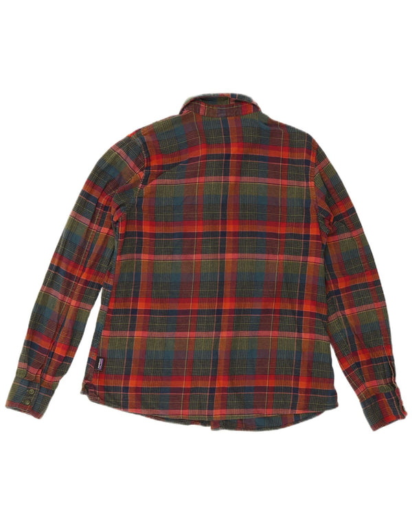 Camisa feminina de flanela de manga comprida Patagonia UK 10 pequena xadrez multicolorida
