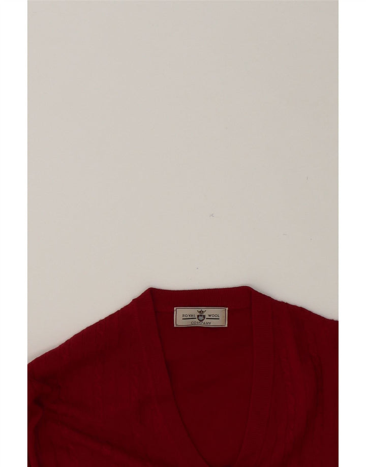 VINTAGE Mens V-Neck Jumper Sweater Large Red Wool Vintage Vintage and Second-Hand Vintage from Messina Hembry 