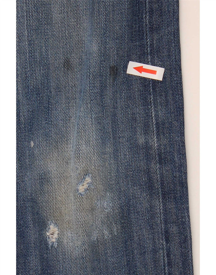 Lee Mens Zed Distressed Straight Jeans W32 L32 Azul Algodão