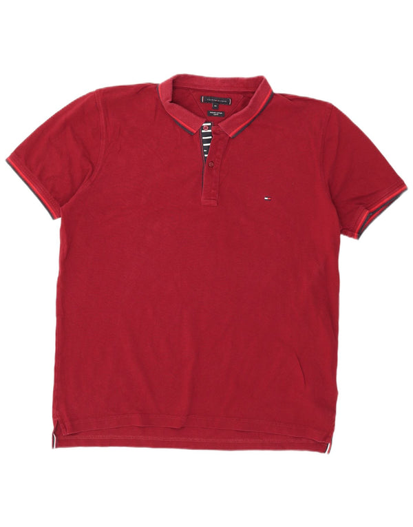 Camisa polo masculina Tommy Hilfiger Slim Fit 2XL algodão borgonha