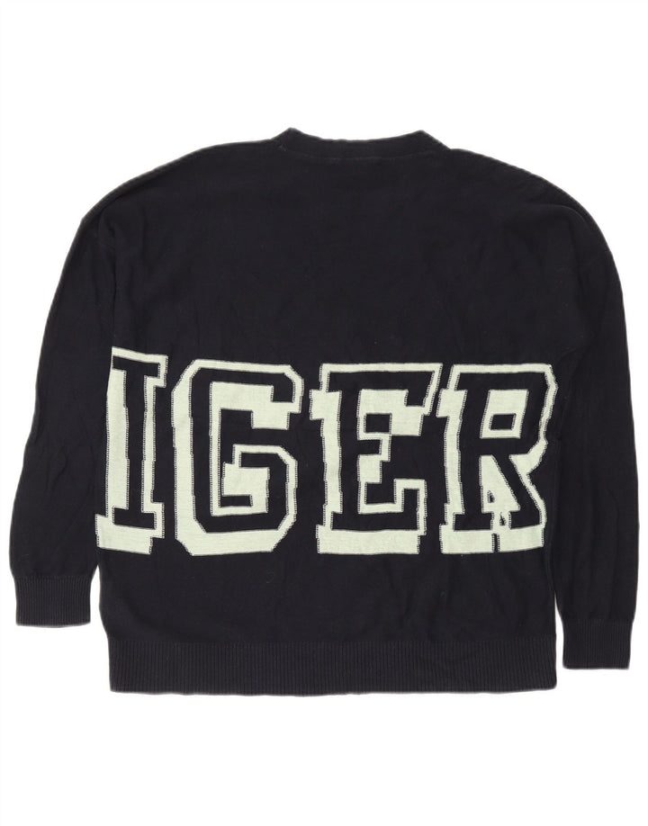 Tommy Hilfiger Suéter feminino com gola canoa e gola alta Reino Unido 10 pequeno azul marinho