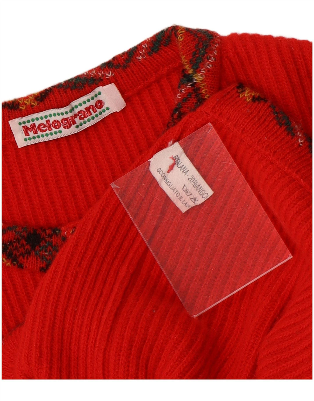Suéter cardigã feminino vintage Reino Unido 12 médio vermelho argyle/lã diamante