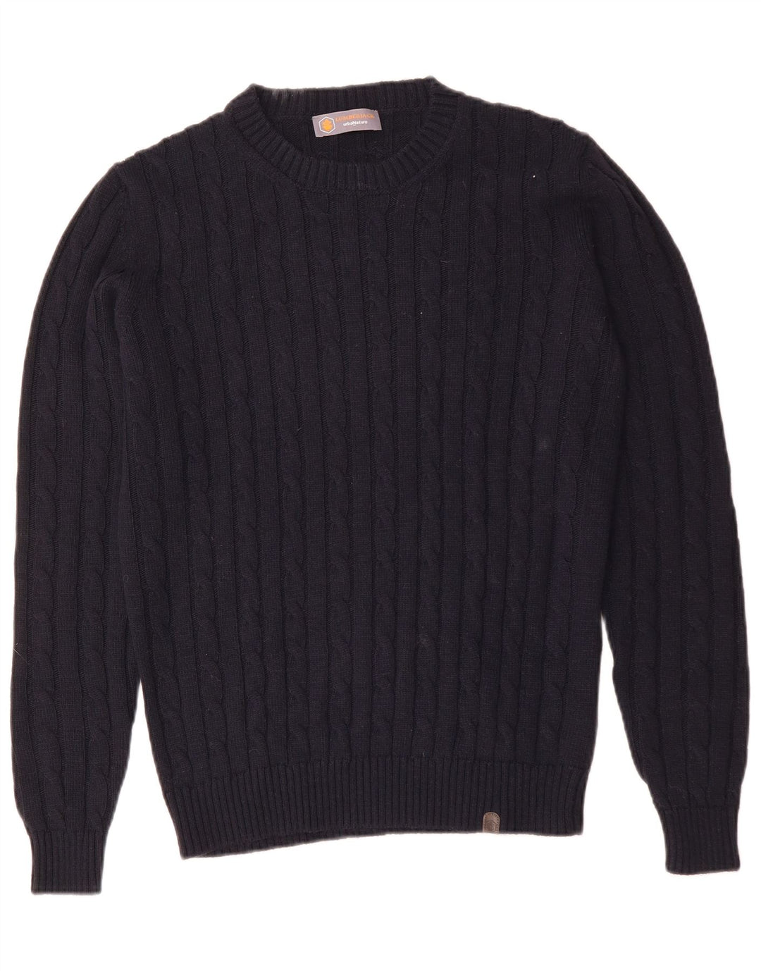 Suéter vintage masculino com gola redonda, acrílico azul marinho médio