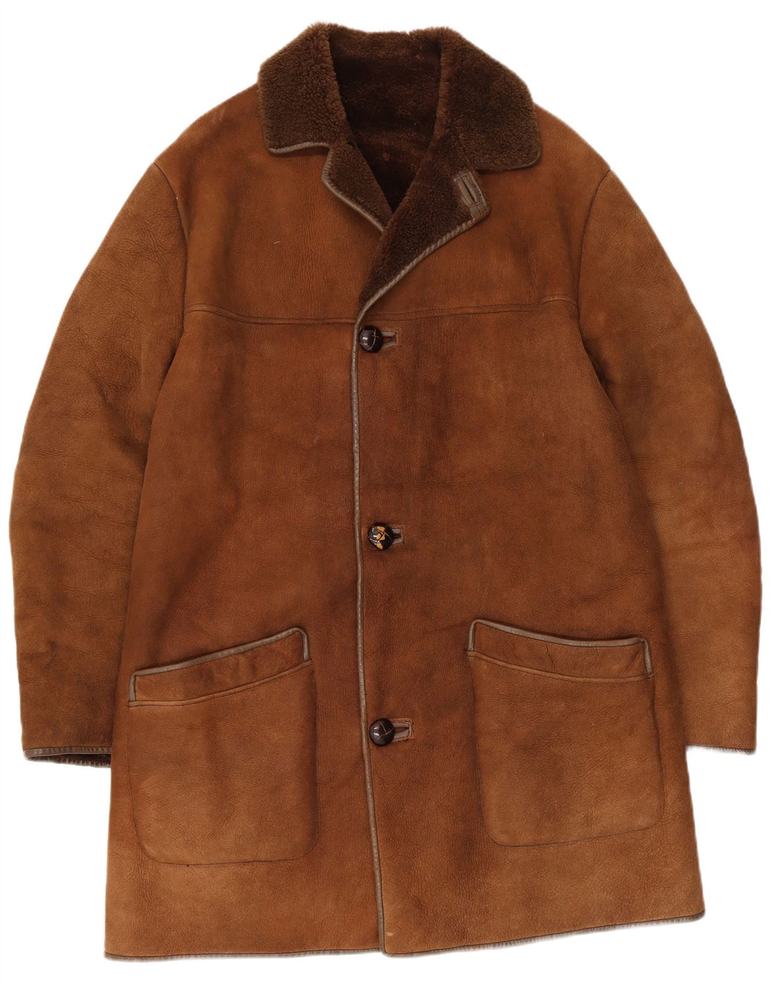 Sobretudo masculino Nurseys Shearling Reino Unido 40 grande couro marrom