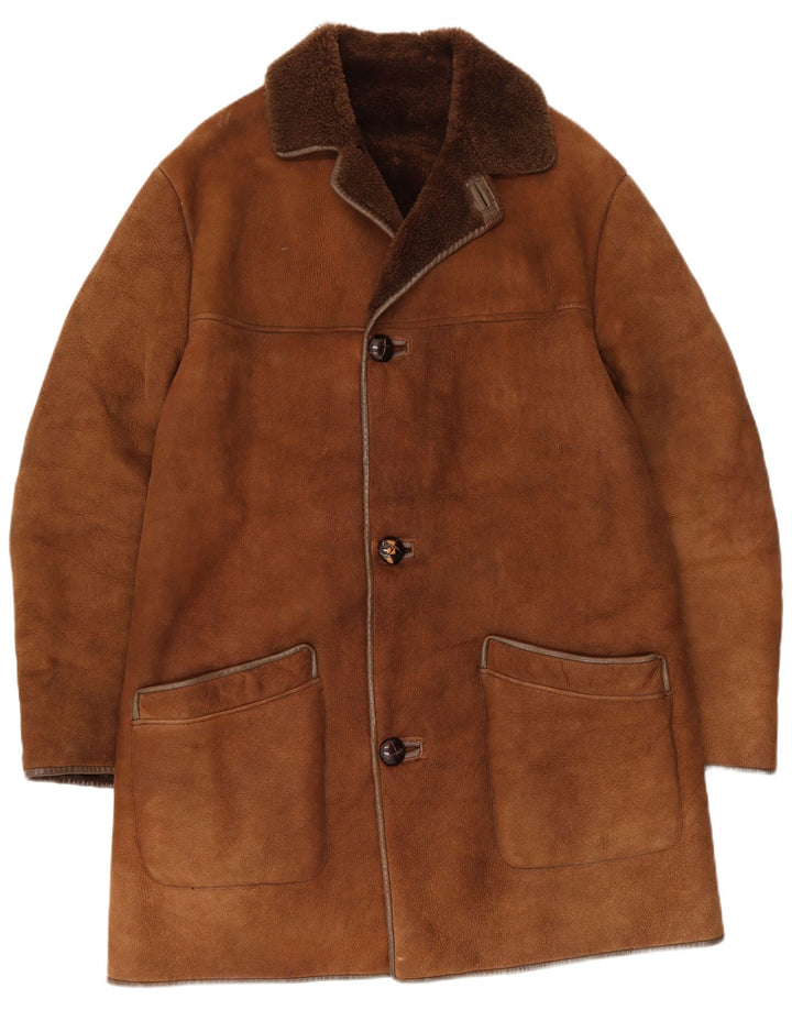 Sobretudo masculino Nurseys Shearling Reino Unido 40 grande couro marrom