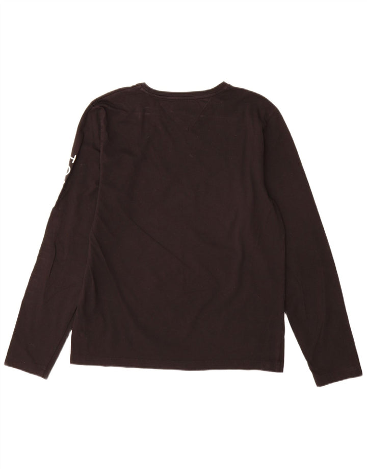 Top gráfico masculino Tommy Hilfiger manga comprida grande algodão preto