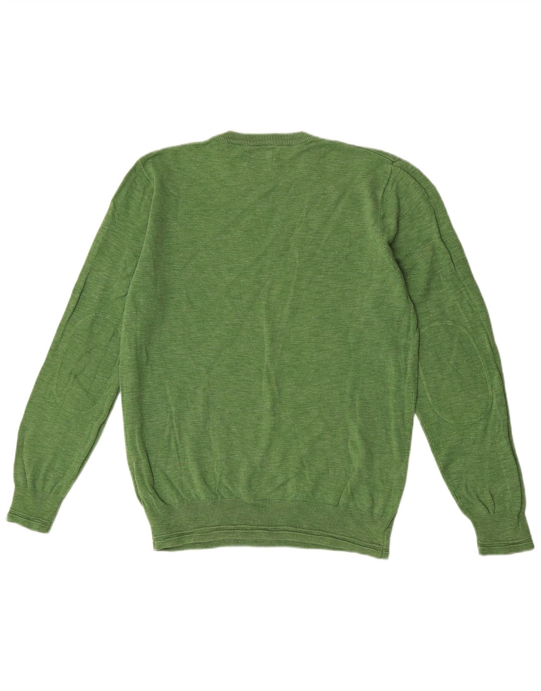 Suéter masculino Marks & Spencer com decote em V, algodão verde médio