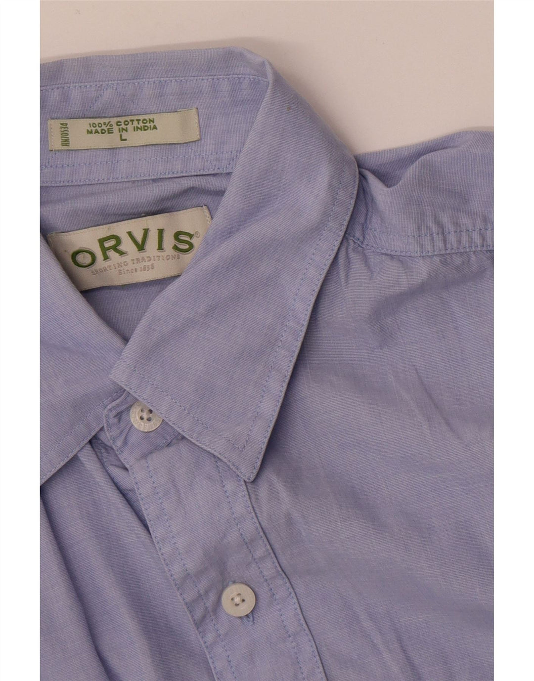 Camisa masculina Orvis grande algodão azul