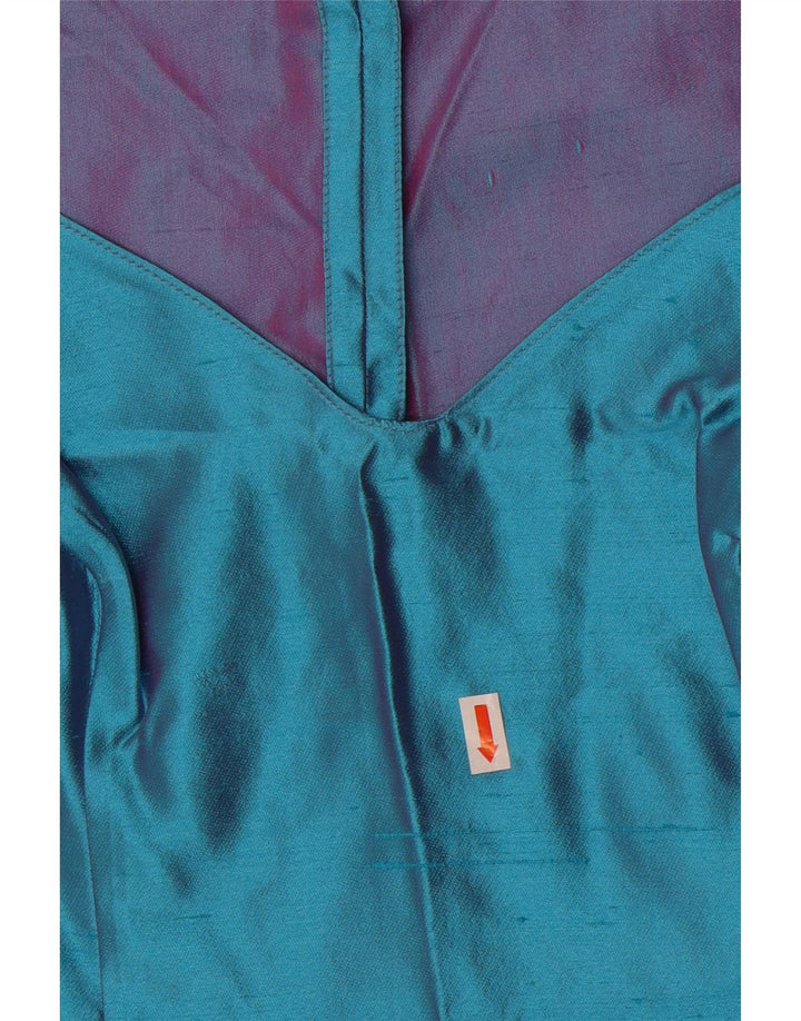 Blusa feminina sem mangas Gai Mattiolo Top IT 44 seda azul médio