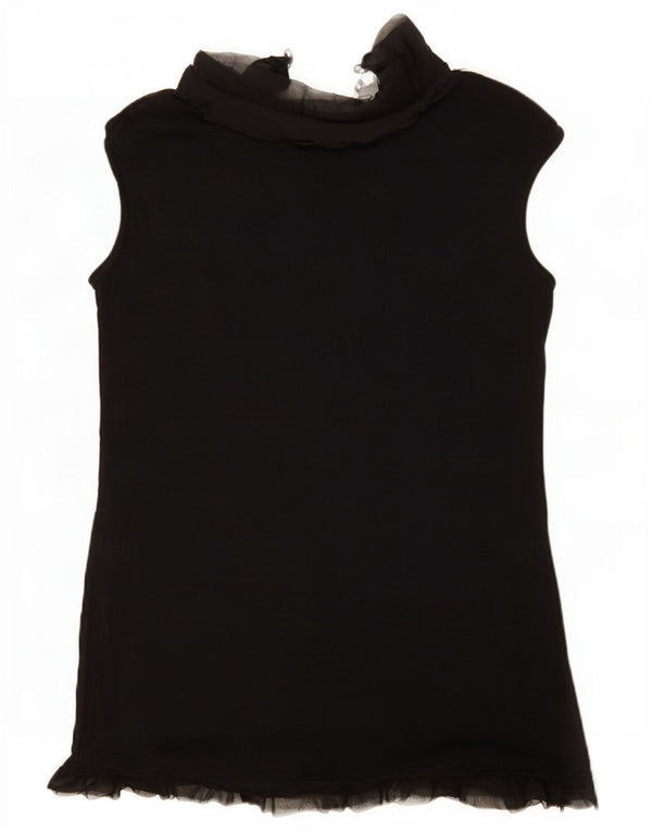Blusa feminina sem mangas Desigual Top UK 14 grande algodão preto
