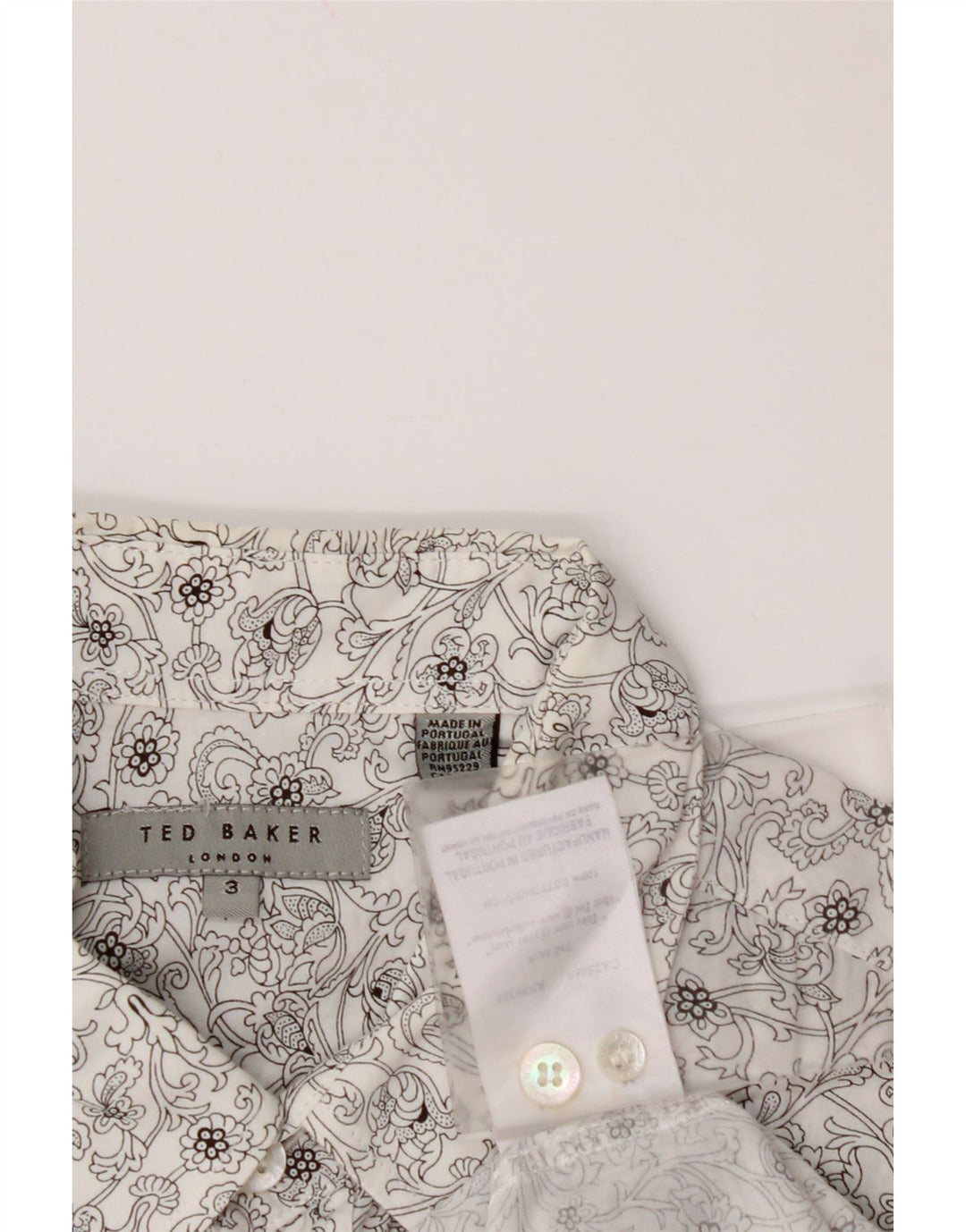 Camisa masculina TED BAKER tamanho 3 algodão floral branco médio