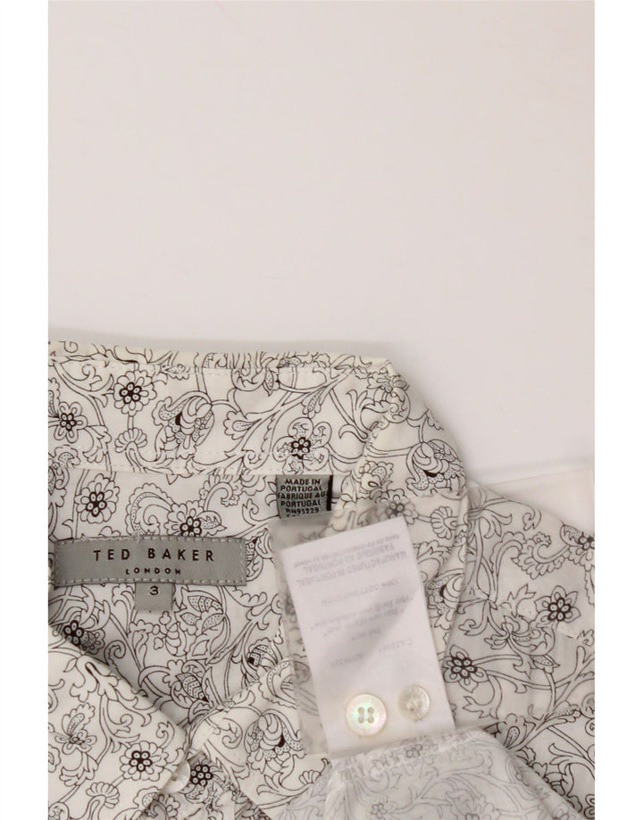 Camisa masculina TED BAKER tamanho 3 algodão floral branco médio