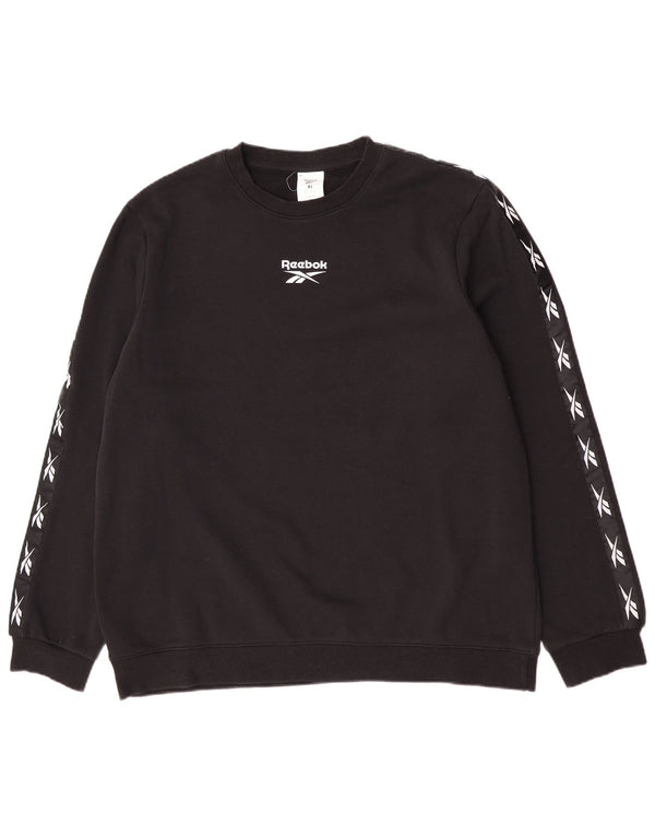 Reebok Mens Graphic Moletom Jumper XL Algodão Preto