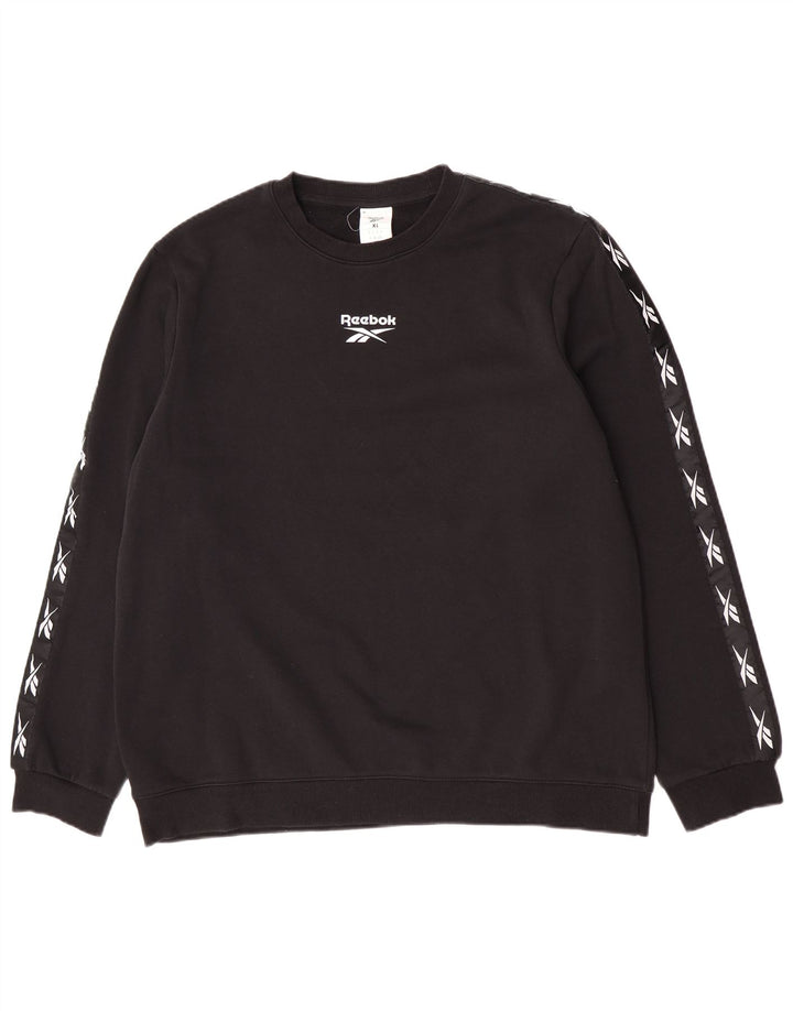 Reebok Mens Graphic Moletom Jumper XL Algodão Preto