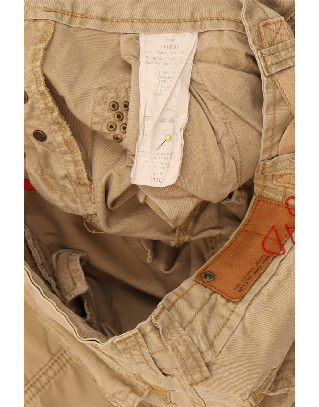 Calça cargo masculina reta Lee Cooper W28 L32 algodão bege