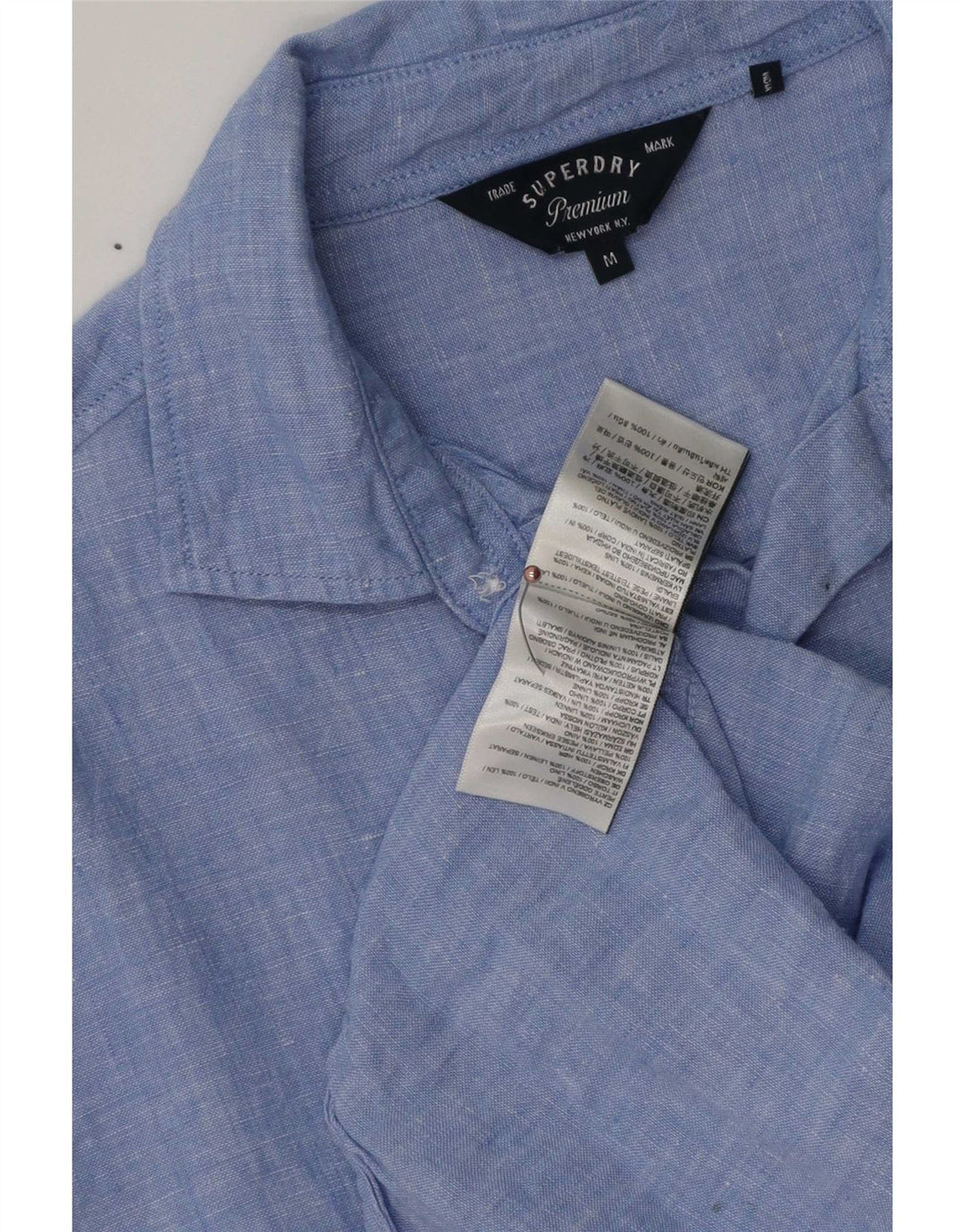 Camisa masculina Superdry Linho manchado azul médio