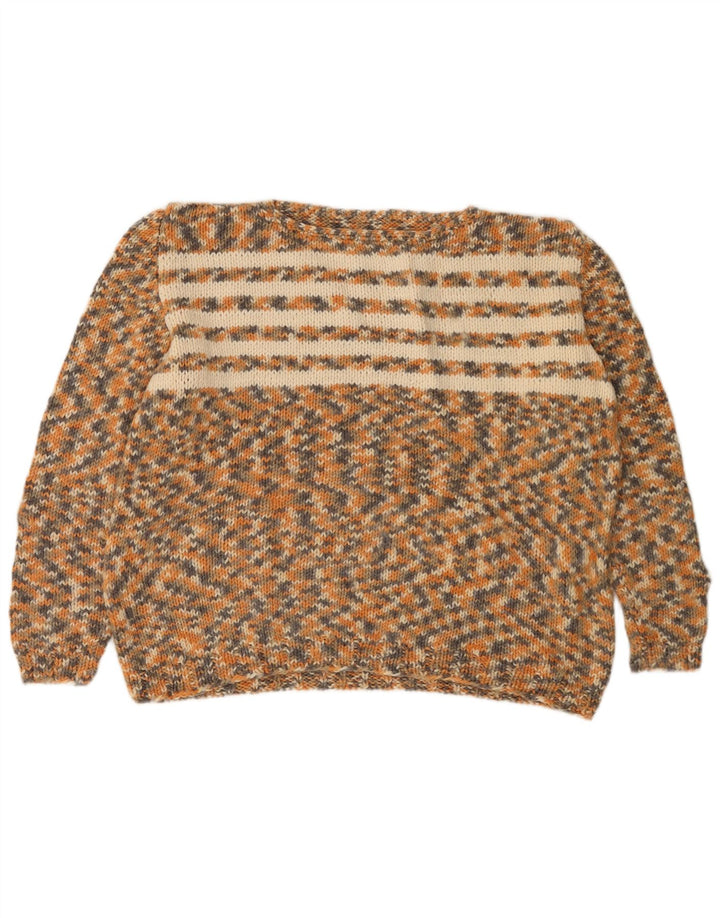 Suéter feminino VINTAGE com gola canoa grande Reino Unido 12 médio bege
