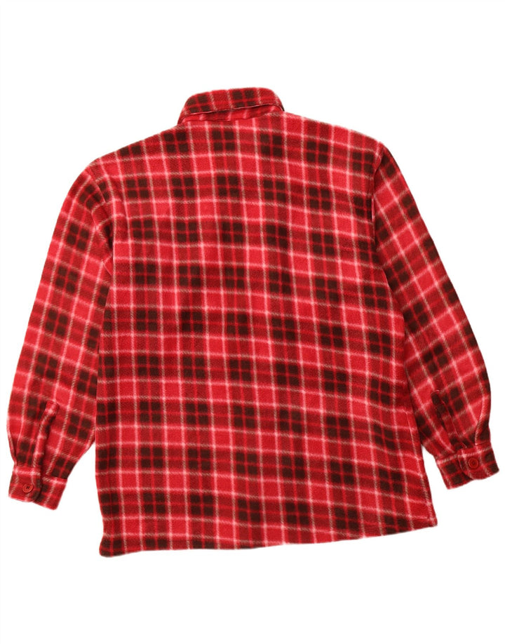Camisa masculina de lã VINTAGE grande poliéster xadrez vermelho