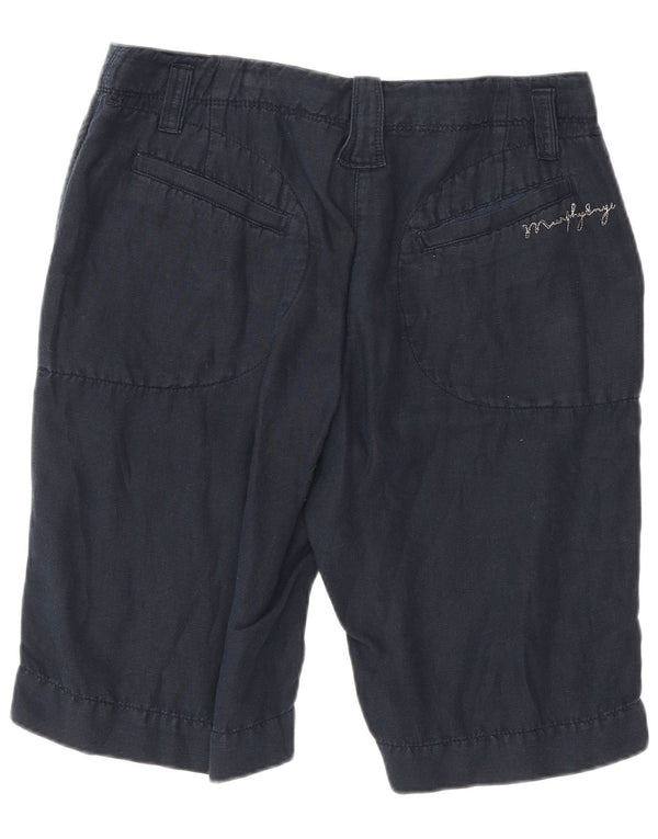 Murphy & Nye Mens Chino Shorts W33 Médio Azul Marinho Linho