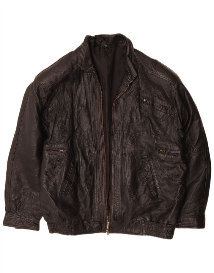 Jaqueta de couro masculina vintage UK 38 couro preto médio