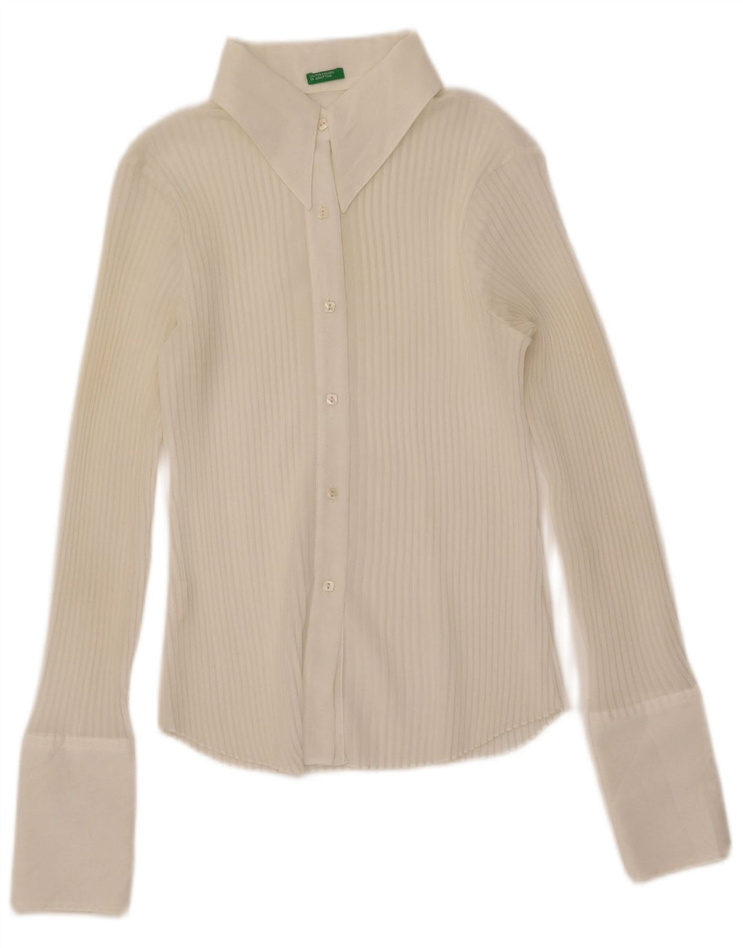 Camisa Benetton Mulher Transparente Oversized UK 6 XS Off White Poliéster