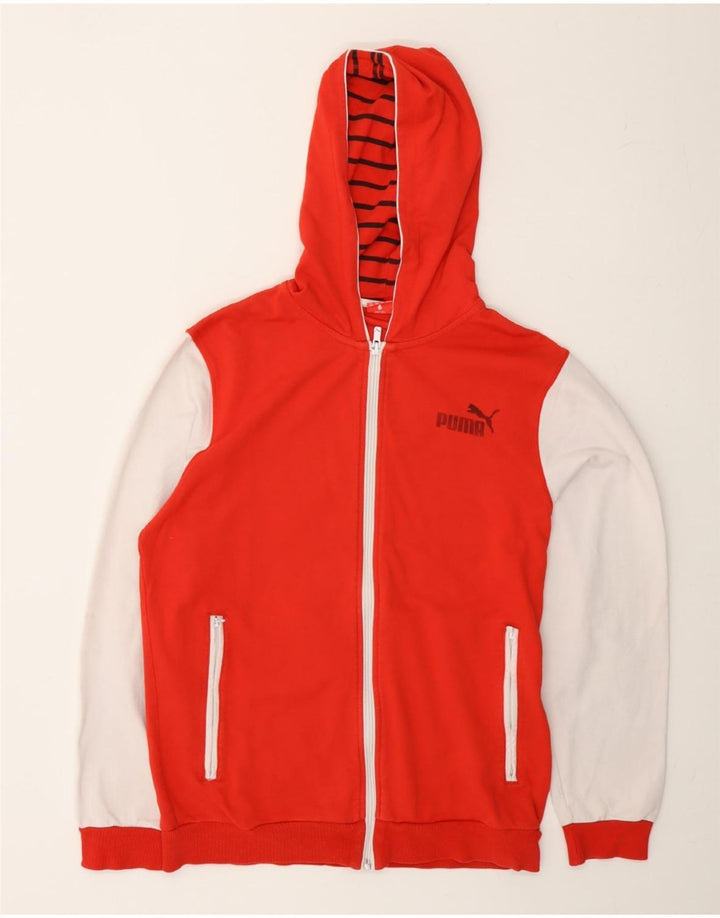 PUMA Boys Zip Hoodie Sweater 15-16 Years  Red Colourblock Vintage Puma and Second-Hand Puma from Messina Hembry 