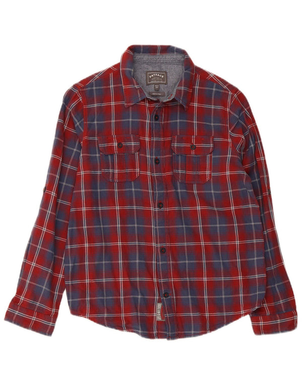 Camisa de flanela Fat Face Boys 10-11 anos algodão xadrez vermelho