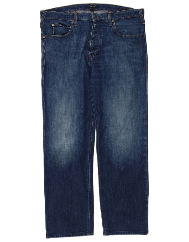 Armani Masculino Regular Straight Jeans W36 L30 Azul Algodão