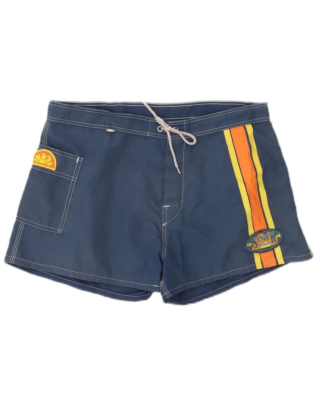 Sundek Mens Natação Shorts Grande Azul Marinho Colourblock Nylon