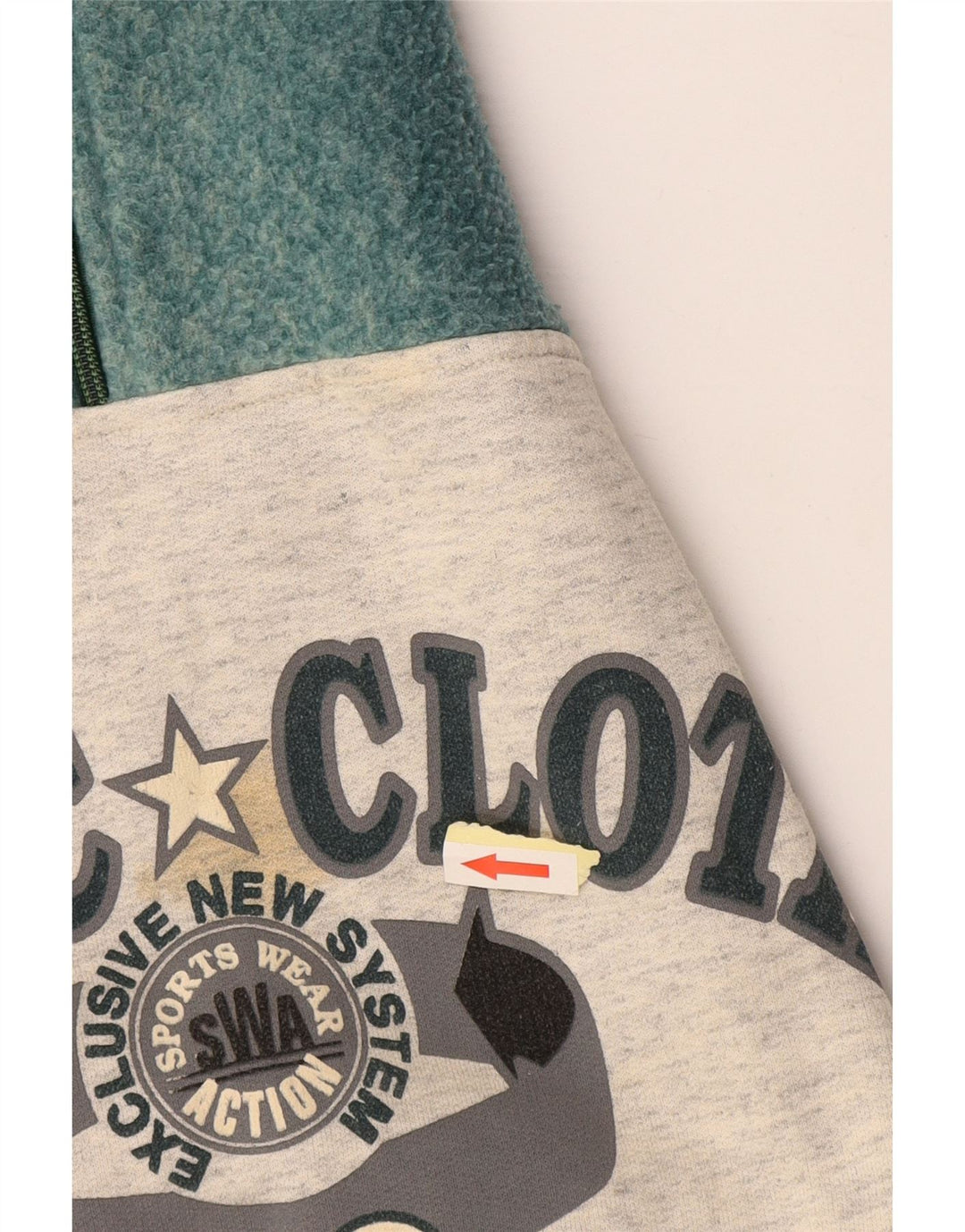 EXTE moletom masculino com zíper e gola alta, grande bloco colorido cinza