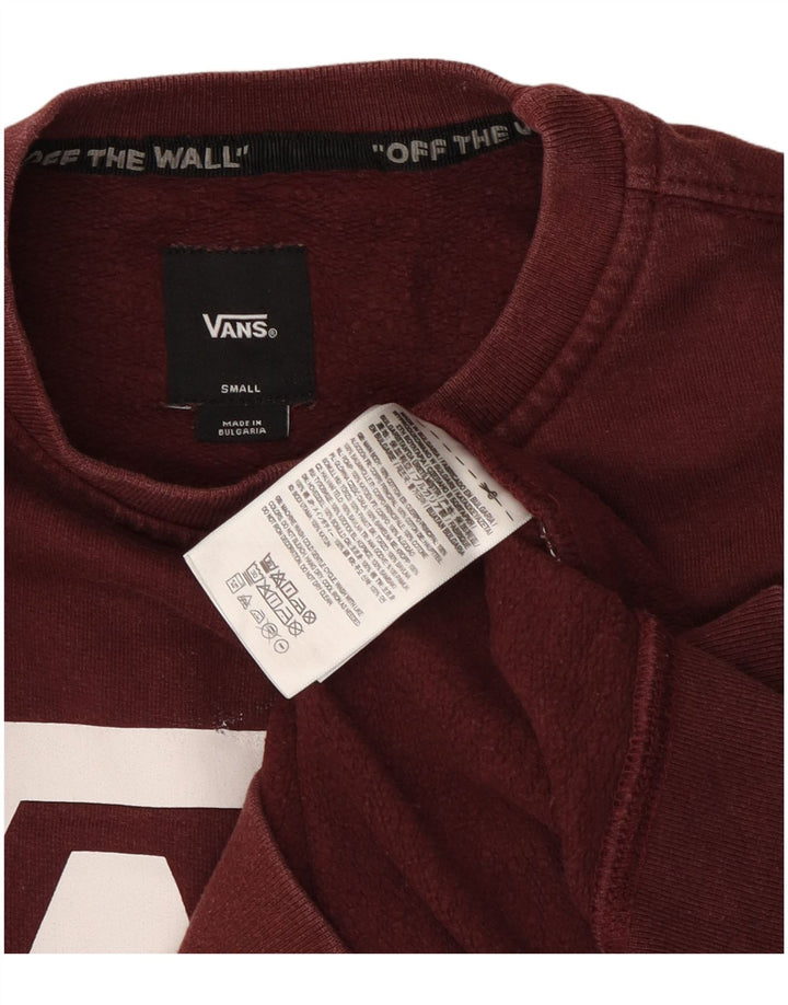 Vans Mens Graphic Moletom Jumper Pequeno Algodão Borgonha