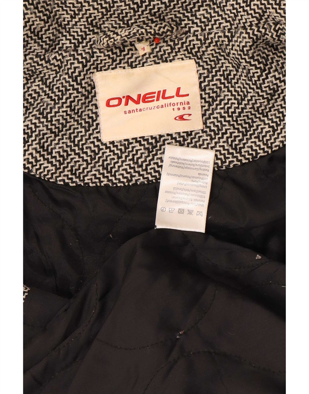 O'Neill Womens Pea Coat UK 12 poliéster geométrico cinza médio