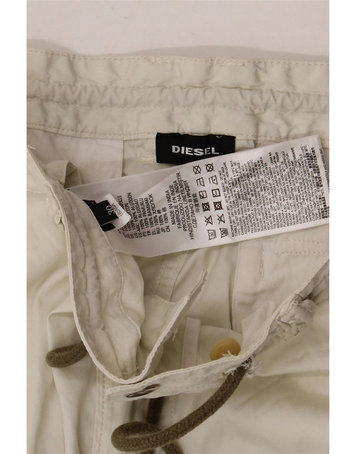 Diesel Mens Cargo Shorts W30 Médio Off White Algodão