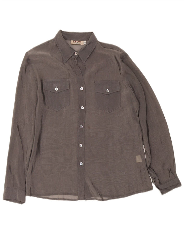 Camisa Feminina Preca Transparente IT 44 Cinza Médio Poliamida