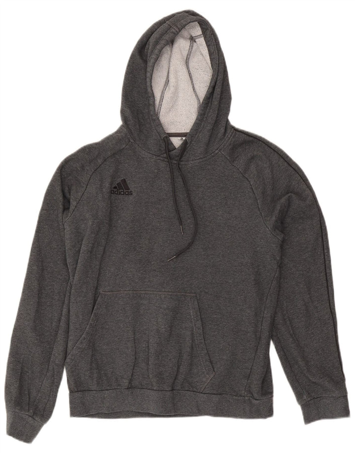 Adidas Mens Hoodie Jumper Pequeno Algodão Cinza