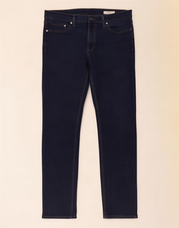 Marks & Spencer Mens Slim Jeans W36 L33 Azul Marinho Algodão