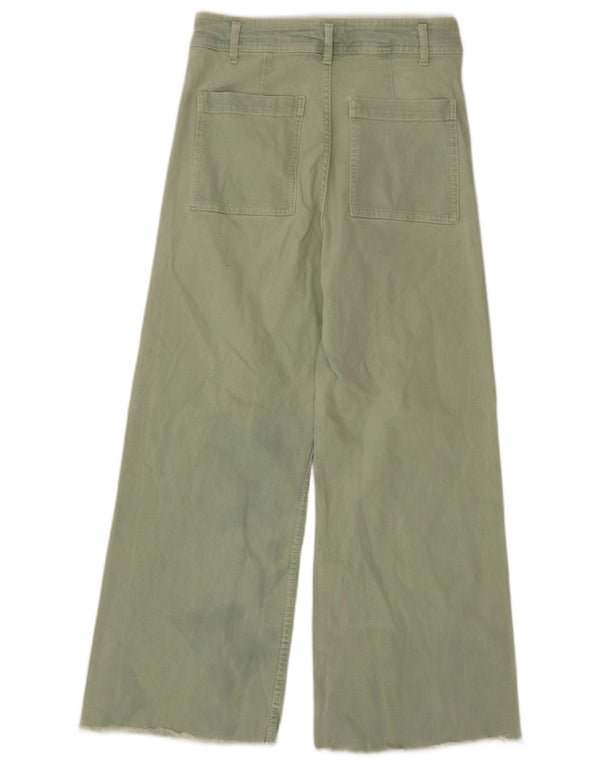 Zara Jeans feminino cintura alta com perna larga EU 40 médio W30 L27 verde