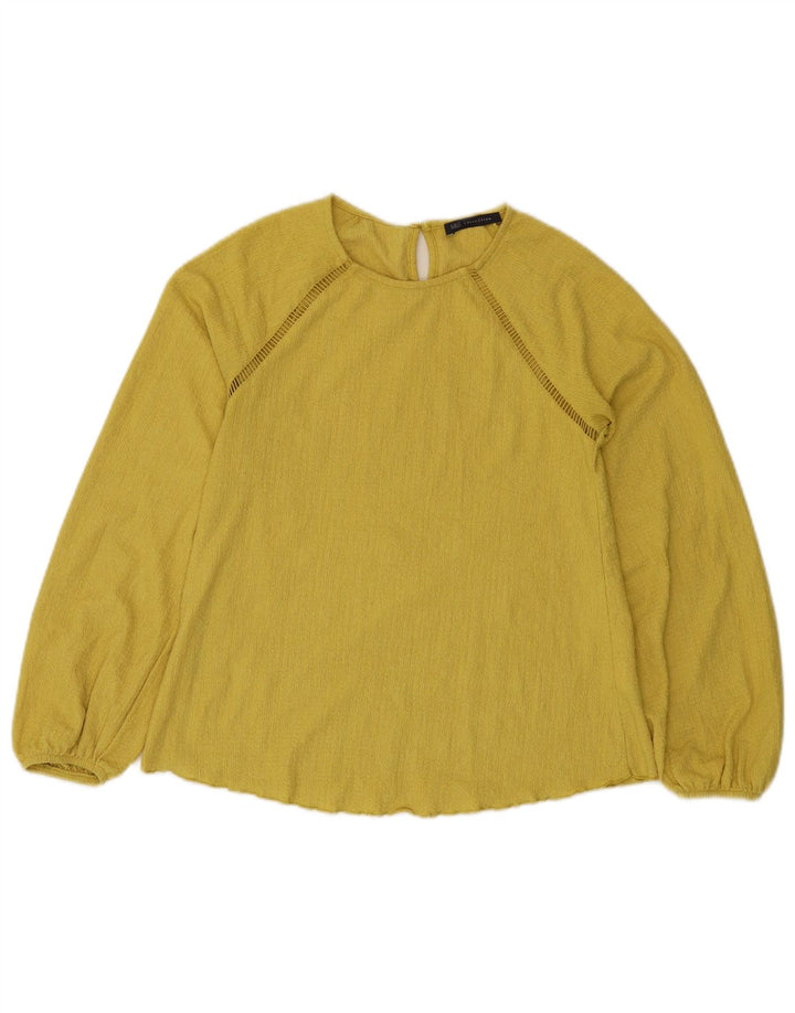 Top feminino Marks & Spencer manga comprida UK 6 XS amarelo poliéster