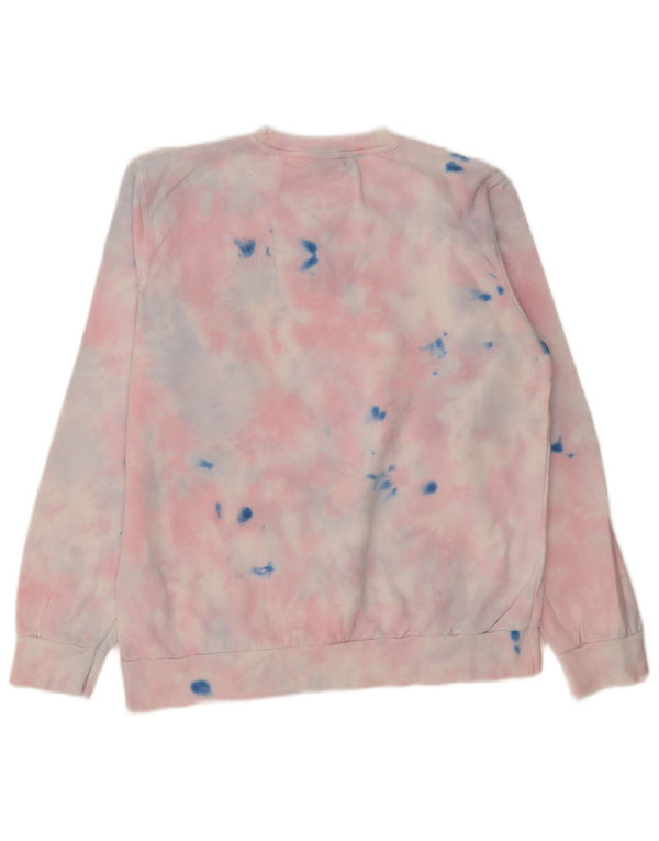 Moletom feminino Ellesse com estampa gráfica UK 12 algodão tie-dye rosa médio