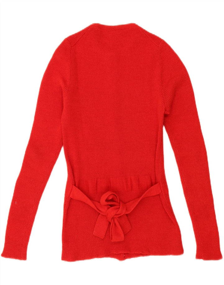 Suéter cardigã feminino vintage UK 12 vermelho médio