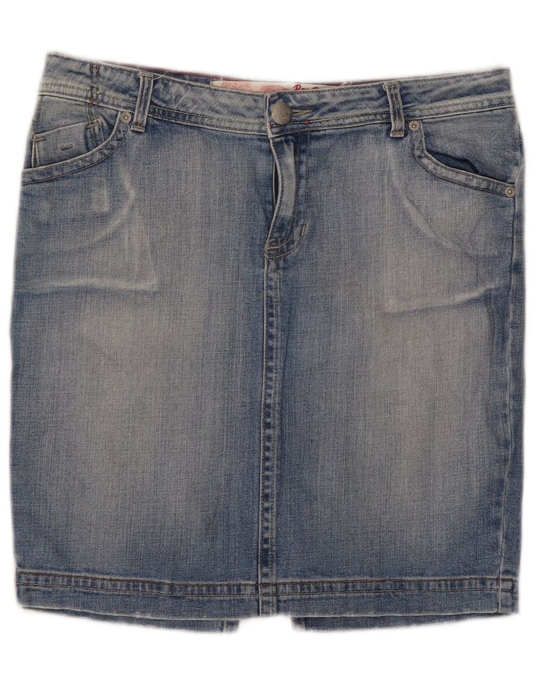 Mini saia jeans feminina Roxy EUA 12 grande W32 algodão azul