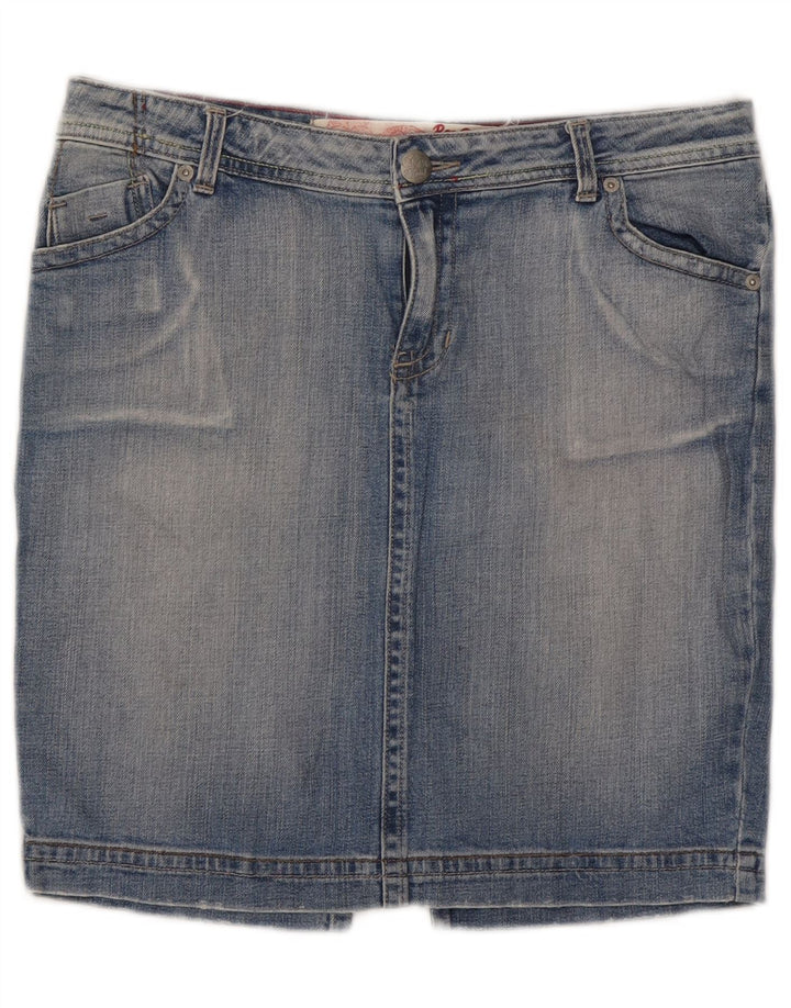 Mini saia jeans feminina Roxy EUA 12 grande W32 algodão azul