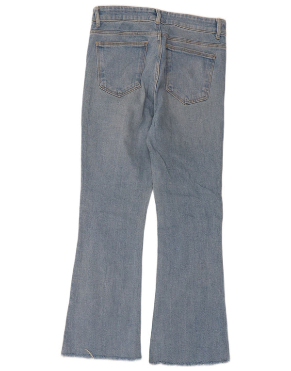 Zara Calça Jeans Feminina Crop Flared EU 38 Pequeno W28 L25 Azul Algodão