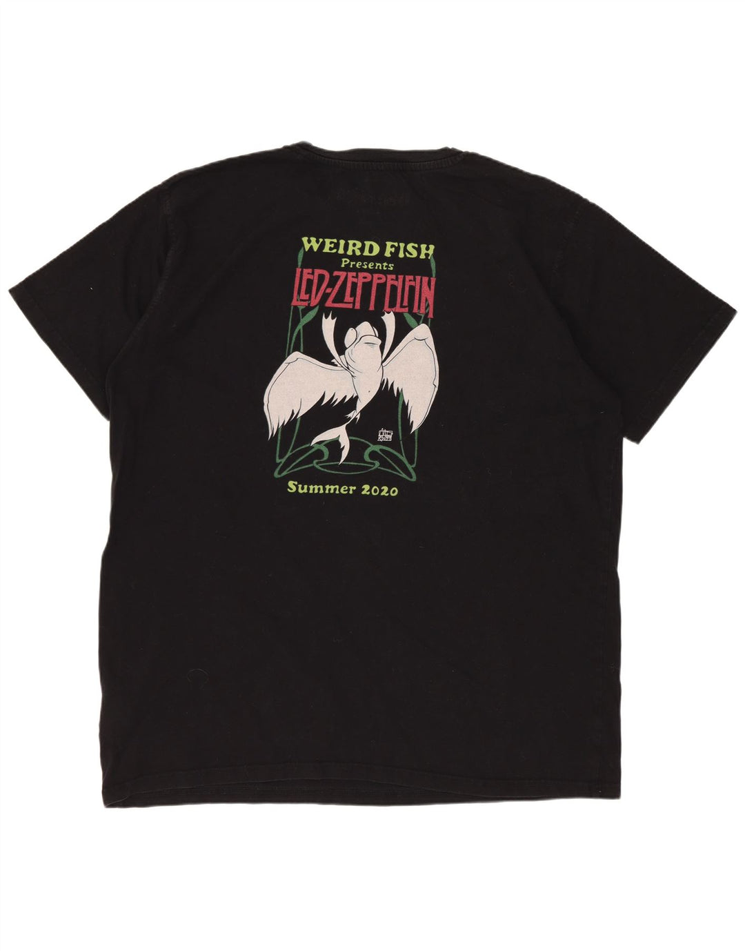 Camiseta gráfica masculina WEIRD FISH Top XL algodão preto