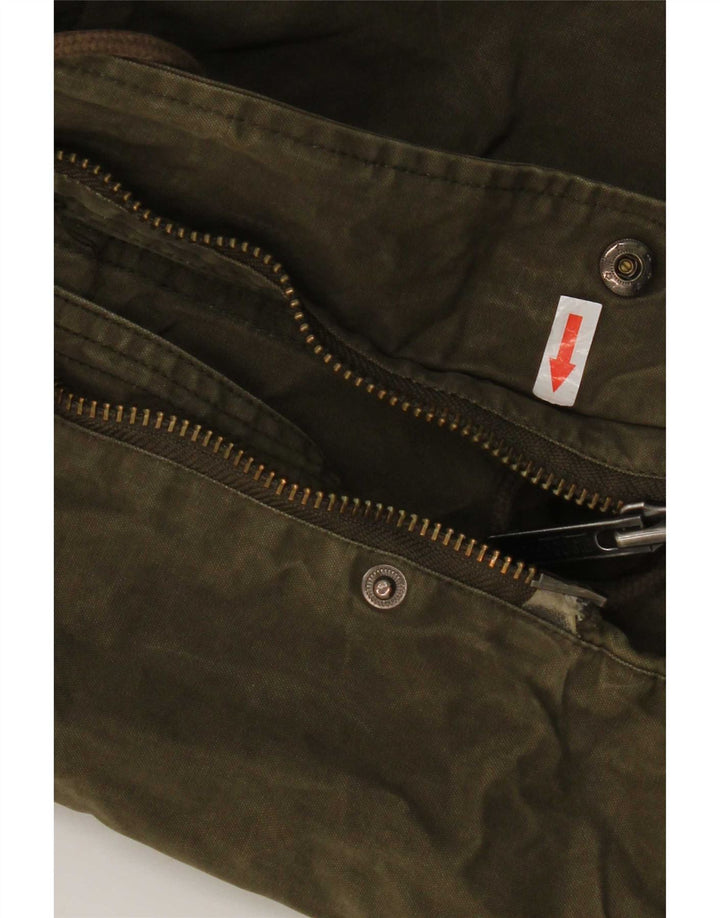 Jaqueta Parka masculina Bomboogie com capuz Reino Unido 42 XL algodão cáqui