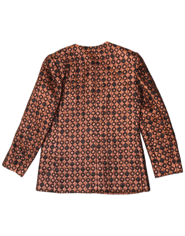 Jaqueta blazer feminina vintage de 6 botões IT 44 marrom médio geométrico