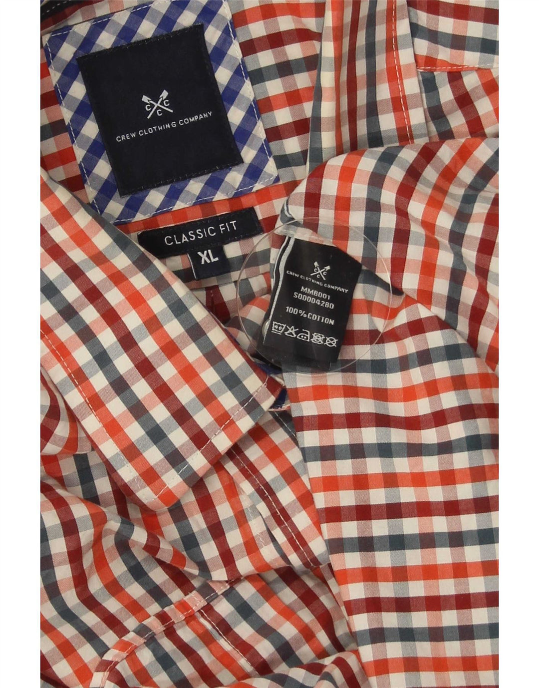 Camisa masculina de ajuste clássico da Crew Clothing XL algodão guingão multicolorido